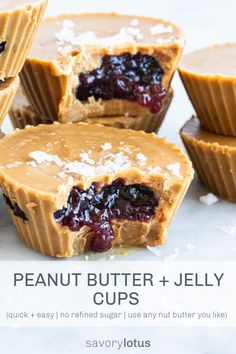 peanut butter and jelly cups are stacked on top of each other