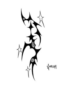 a black and white tattoo design with stars