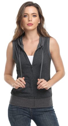 PRICES MAY VARY. ❤️ Sleeveless premium zip up hoodie, Regular fit / Sleeveless / Solid / Zipper closure / Drawstring hoodie / Side pockets / Ribbed armholes and bottom hemline. ❤ The Sleeveless is the trend of today and therefore these Zip up Hoodie ensure high style quotient while letting you be comfortable. ❤ Fabric: Main:65%polyester, 35%cotton. high quality,lightweight and soft material that makes you feeling well for the soft skin. ❤ Occasion : Sports, Uniform, Casual, Jogging, Tennis and m Vest Hoodie, Sports Uniform, Zip Up Vest, Hoodie Vest, Hoodie White, Hooded Vest, Sleeveless Hoodie, Sleeveless Jacket, Drawstring Hoodie