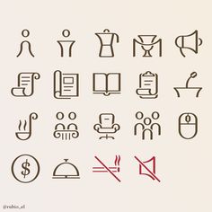 a set of different symbols that are on a white background