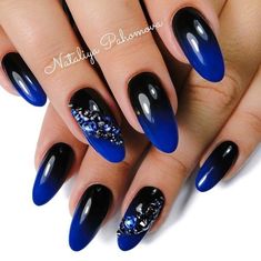 Black And Blue Nails, Essie Nail Polish Colors, Trendy Manicure, Gel Nails At Home, Blue Nail Polish, Manicure Nails, Popular Nails, New Year's Nails, Halloween Nail Art