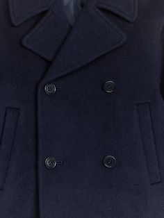 Wool Blend Pea Coat - Dark Blue - ARKET WW Autumn Chic, Navy Blue Coat, Stockholm Style, Fall 24, Stockholm Fashion, Blue Coats, Knitwear Tops, Pea Coat, Personal Marketing