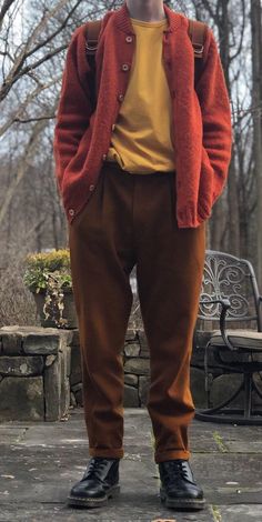 Masc Fashion, Masc Outfits, Goth Outfit, Cottagecore Outfits, Academia Fashion, Cottagecore Fashion, Androgynous Fashion, Brown Pants, Menswear Inspired