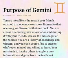 an image of a poem written in the style of zodiac sign with caption that reads, purpose of gemin you are most likely the reason your friends watched