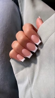 White Tip Acrylic Nails, Short French Tip Nails, Teen Nails, Cute Toe Nails, Simple Gel Nails, French Tip Acrylic Nails, Polygel Nails, Casual Nails, Work Nails