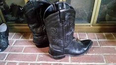 Cowboy Boots Black, Black Leather Cowboy Boots, Tall Boot, Leather Cowboy Boots, Mens Leather, Tall Boots