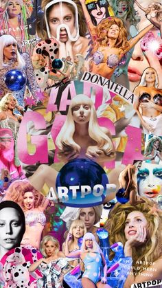 a collage of many different images with the words artpop on them and pictures of women