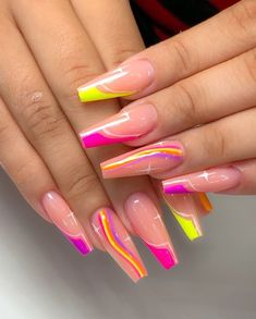 Orange Acrylic Nails, Subtle Nails, Fancy Nails Designs, Edgy Nails, Glitter Gel Nails, Pink Acrylic Nails