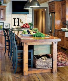 an image of a kitchen island with food on it