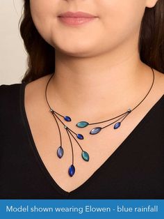 Effortless for everyday, and elegant enough for any special occasion, this handcrafted artisan necklace is sure to become a fast favorite. | Hypoallergenic nickel-free Memory wire | Handmade Bohemian glass | Open design Memory Wire Jewelry, Asymmetrical Necklace, Rope Diy, Artisan Necklace, Wire Jewelry Designs, Head Jewelry, Wire Work Jewelry, Work Jewelry, Open Design