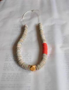 Statement bead necklace- this is a bohemian avant-garde necklace, This upcycled book paper bead necklace is unique a recycled jewelry piece. Paper Bead Necklace, Paper Necklace, Paper Beads Necklace, Weird Jewelry, Feminine Jewelry, Book Necklace, Colorful Necklace, Book Paper, Recycled Jewelry