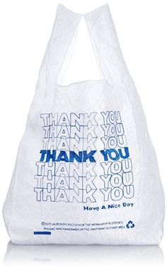 a plastic bag with the words thank you