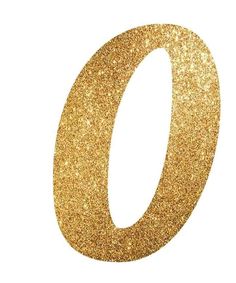 the number 0 in gold glitter on a white background