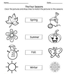 the four seasons worksheet for kids to learn how to write and draw pictures