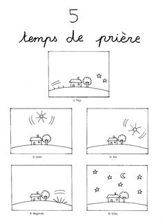 four different pictures with the words 5 temps de priere