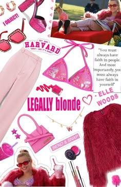 an ad for legally blonde with pink clothes and accessories