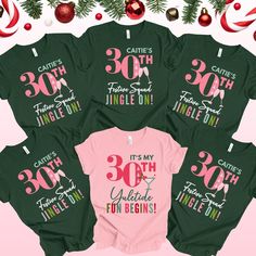 "Get into the holiday spirit and celebrate your Christmas 30th Party in style with our cute 30th birthday crew shirts! These cute Xmas 30th shirts are the perfect way to make your milestone birthday even more memorable. Whether you're toasting to your newfound adulthood or spreading Christmas cheer with your crew, these shirts add a festive touch to the celebration.  With their cozy fit and joyful designs, they're ideal for creating lasting memories during this special time of year. Make your 30th birthday a merry and memorable one with our cute Xmas 30th birthday shirts--a must-have for celebrating in holiday style with your favorite crew! * 100% combed and ring-spun cotton * Fabric weight: 4.2 oz/yd² (142 g/m²) * Pre-shrunk fabric * Side-seamed construction * Shoulder-to-shoulder taping Christmas Birthday Squad Shirts, Holiday Party Shirts, Christmas 30th Birthday Party, Birthday Crew Shirts, Daughter 21st, Enjoy Your Special Day, 21st Birthday Shirts, Spreading Christmas Cheer, 21 Shirt