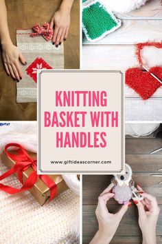 knitting basket with handles and instructions to make it in the shape of a christmas tree