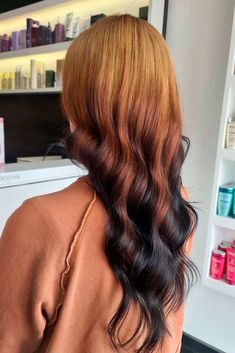 Reverse Red Ombre Hair, Ginger Reverse Ombre, Natural Red Hair With Black Underneath, Black And Ginger Hair Ombre, Natural Red Hair With Dyed Tips, Ginger With Black Tips, Natural Red Hair Ombre, Ginger Roots Black Hair, Ginger Hair With Black Underneath