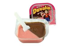 a pink and brown dip in a plastic container