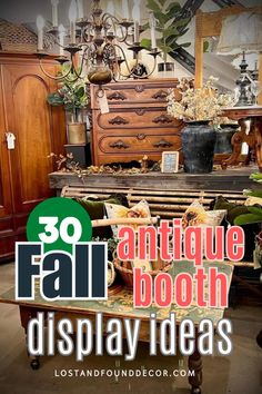 an antique booth display with lots of furniture