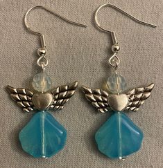 Pumpkins Crafts, Diy Pumpkins Crafts, Diy Pumpkins, Crystal Fairy, Cricut Earrings, Beaded Angels, Angel Earrings, Blue Shell, Making Earrings