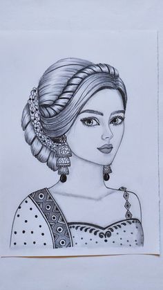 a drawing of a woman with braids in her hair