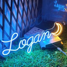 Dynamic Logan Name Neon Sign, adding a bold and personalized statement to your space - from manhattonneons.com. Logan Name, Yellow Neon, Studio Setup, Custom Neon, Custom Neon Signs, Retail Display, Personalized Signs, Business Branding, Neon Lighting