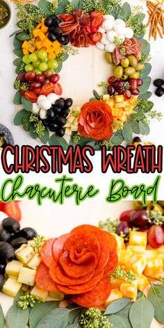 christmas wreath creative board with flowers and fruits on it for the holiday season to come