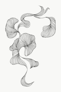 a black and white drawing of wavy hair