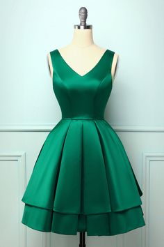 Green A-line Mini Dress For Prom Season, Green A-line Mini Dress For Prom, Green A-line Evening Dress With Fitted Bodice, Green A-line Evening Dress For Prom, Green Sleeveless Satin Prom Dress, Green A-line Prom Evening Dress, Green Satin Mini Dress With Sweetheart Neckline, Green Satin Finish Bridesmaid Dress, Green Prom Season Evening Dress