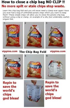 the instructions for how to wrap chips in foil and then put them in a bag