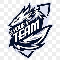 the team logo is shown in blue and white, with an image of a wolf's head on it