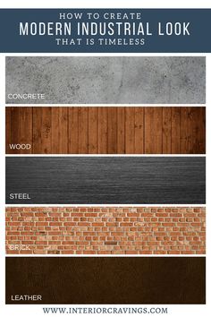 the different types of wood that are used for furniture and wall coverings, with text overlaying them