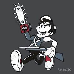 an image of a cartoon character holding a table with a knife in it's hand