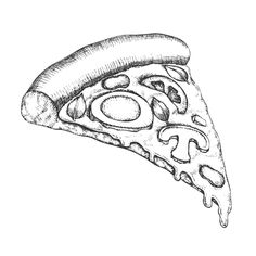 a slice of pizza on a white background