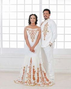 Beautiful Wedding Outfit Couples' Wedding Cloth Habesha Couples' Wedding Dress Zuria Habesha Cloth for Couples ሀበሻ ቀሚስ ሀበሻ ልብስ Cultural Dress, Ethiopian Clothing, Ethiopian Dress, Habesha Kemis, Joyous Celebration, Handwoven Fabric, Cultural Heritage, Ethiopia, Wedding Couples