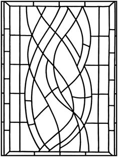 a black and white image of a stained glass window with wavy lines in the center