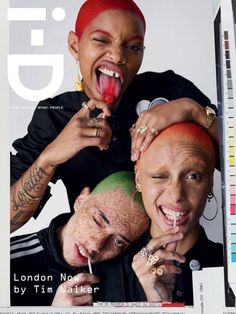 the cover of gq magazine features two men with different colored hair and piercings