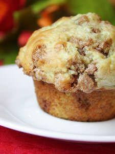 a close up of a muffin on a plate