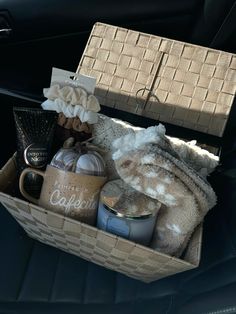 a car trunk filled with personal care items