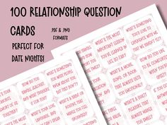 set of 100 printable Couples Relationship Cards. Square size, 3x3 (can be upscaled if you wish) this is not a physical product. You will receive a DIGITAL file. Couple Therapy, Date Night Questions, Self Care Printable, Anniversary Games, Relationship Questions, Question Cards, Couples Therapy, Couple Relationship, Printable Wedding