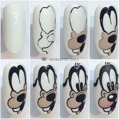 Disney Nail Art, Animal Nail Designs, Unghie Nail Art, Animal Nail Art, Hippie Nails, Nail Drawing