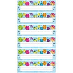 a set of four reward cards with smiley faces on them