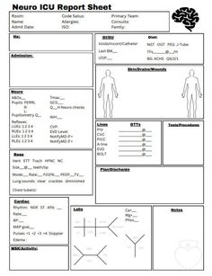 the neuro iu report sheet is shown in black and white, with information about it