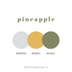 three different colors are shown with the words pineapple