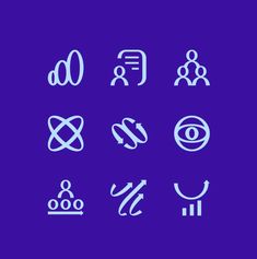 various symbols are shown in white on a purple background