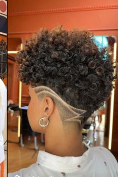 Curly Faux Hawk Pixie, Tapered Cuts For Black Women, Haircut Ideas For Black Women, Undercuts For Black Women, One Side Shaved Hairstyles, Girl Mohawk, Low Cut Hairstyles, Cabelo Black, Mohawk Hairstyle