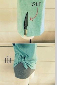 two pictures showing different ways to sew a t - shirt with an arrow on it