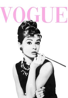 Pink Poster Aesthetic Vintage, Paris Vogue Aesthetic, Vogue Vintage Poster, Audrey Hepburn Aesthetic Pink, Pink Magazine Covers, Vouge Poster Prints, Vogue Audrey Hepburn, Quotes Gossip Girl, Blair Gossip Girl